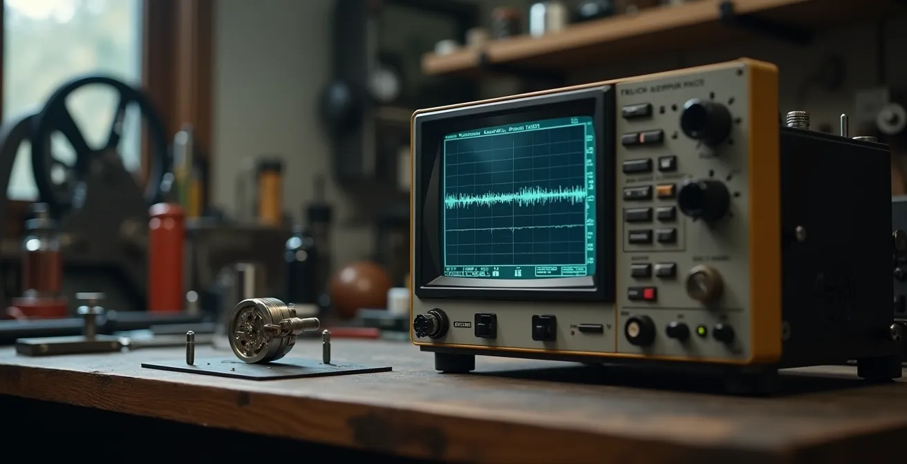 Mesure de l'amplitude d'un balancier de montre sur un chronocomparateur, illustrant la santé du mouvement