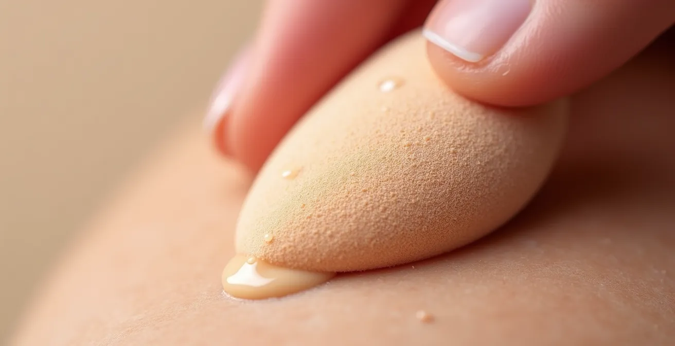 Technique d'application de BB crème avec une éponge humide par tapotements