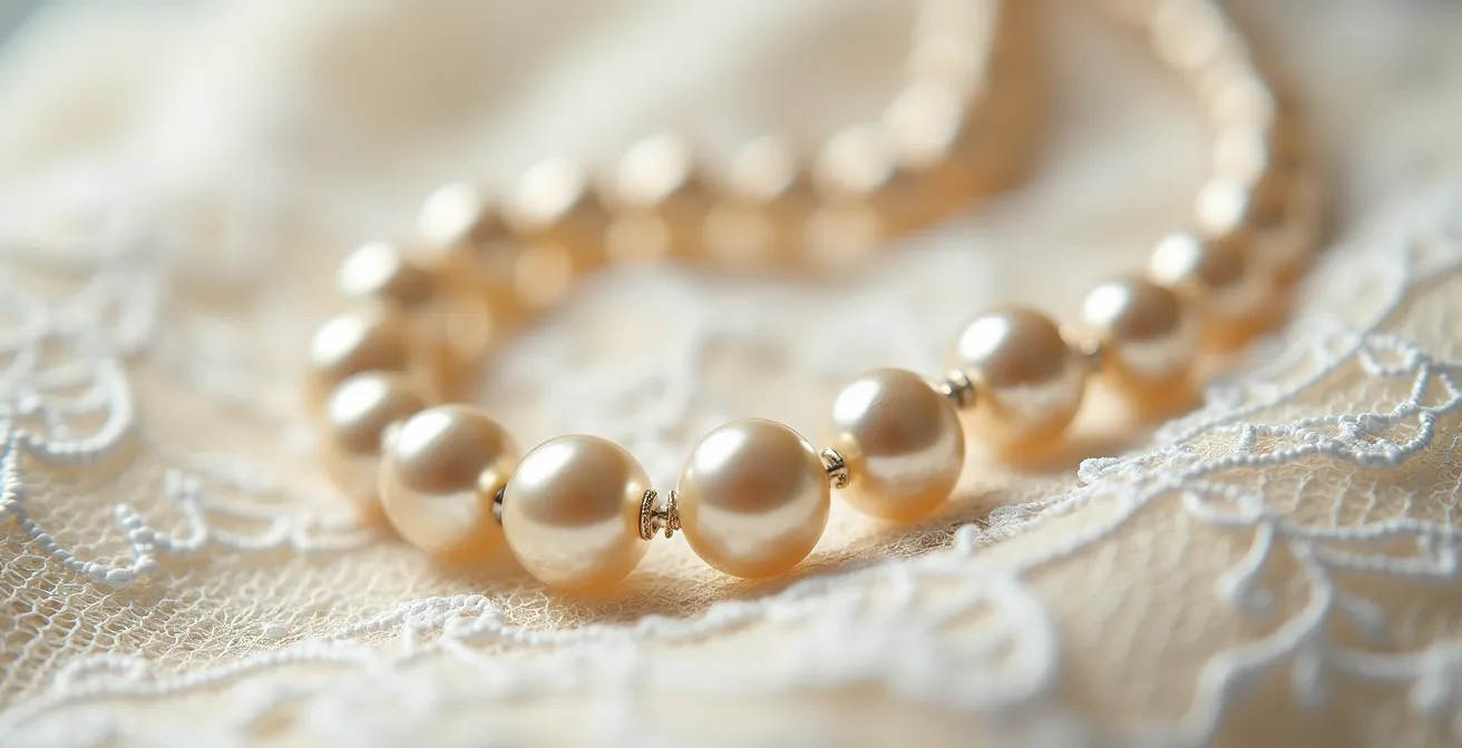 Collier de perles sur dentelle délicate sans accroche