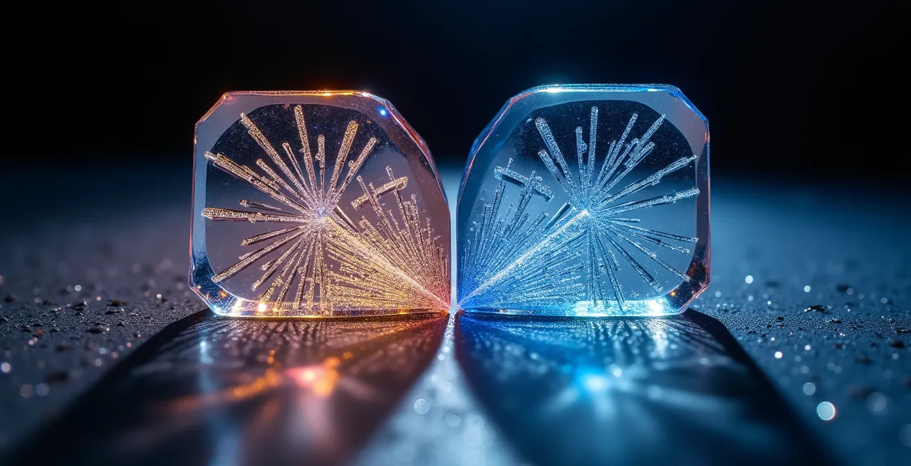 Démonstration de l'impact d'un choc sur verre saphir versus verre minéral