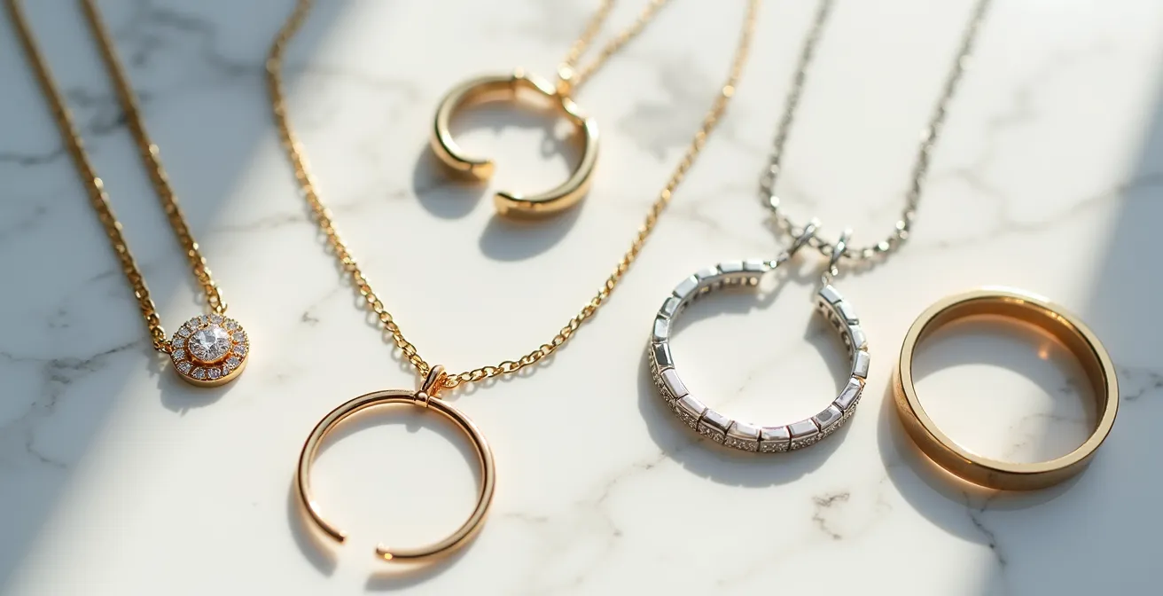 Composition harmonieuse de bijoux mélant or et argent avec finitions coordonnées